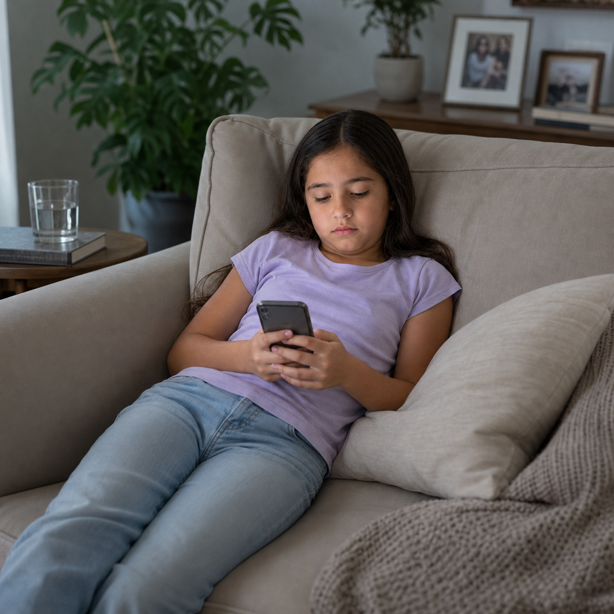 Criança assistindo passivamente a celular